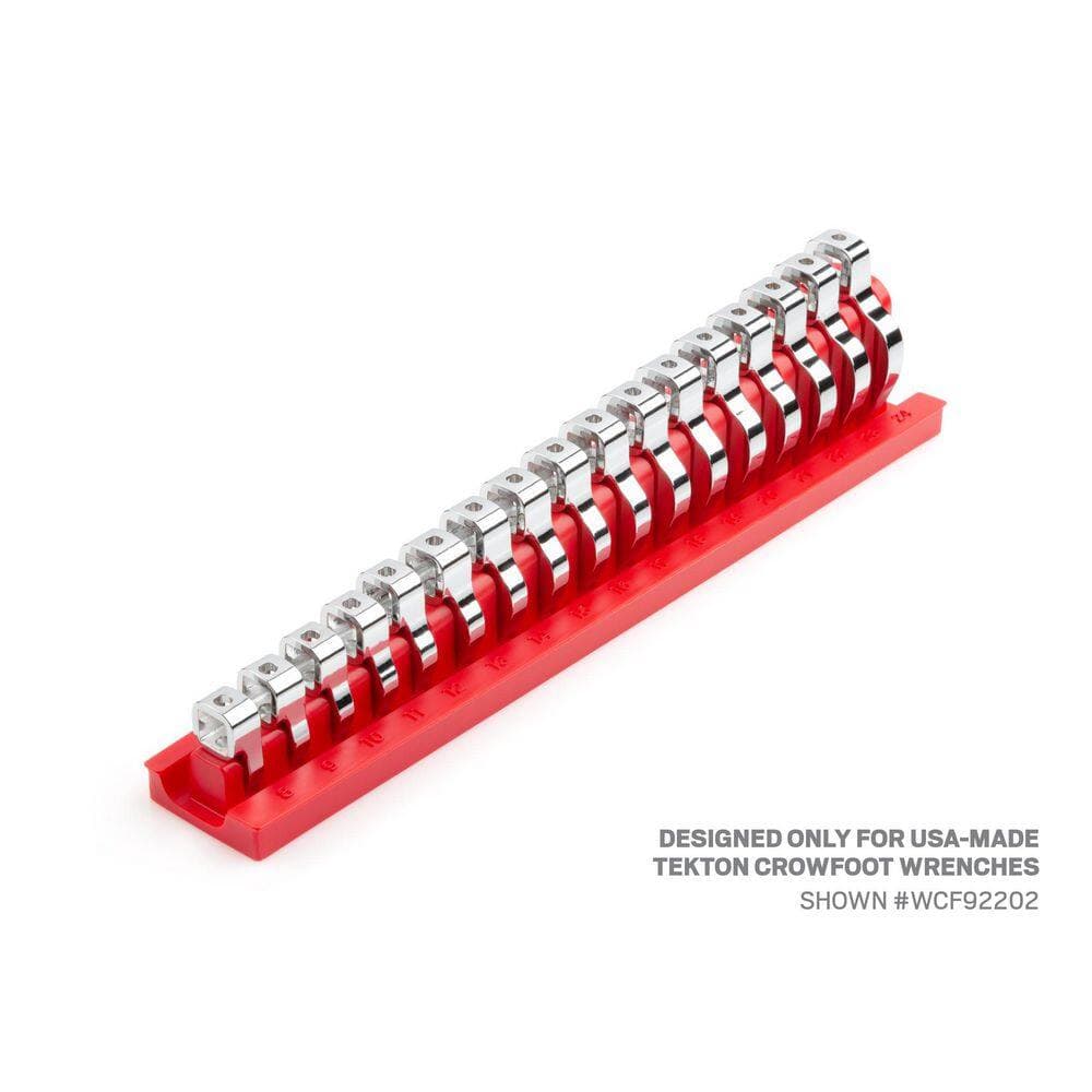 TEKTON 17-Tool 3/8 in. Drive Crowfoot Wrench Organizer Rack, Red (8 mm to 24 mm) (2)