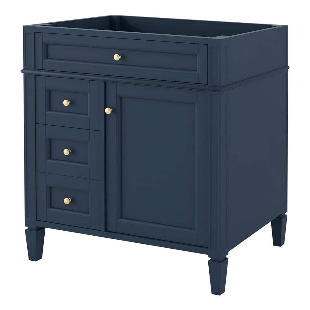 Buruis 29.3 in. Bath Vanity Cabinet without Top in Blue with 2 Drawers and a Tip-out Drawer, Basin Not Included (1)