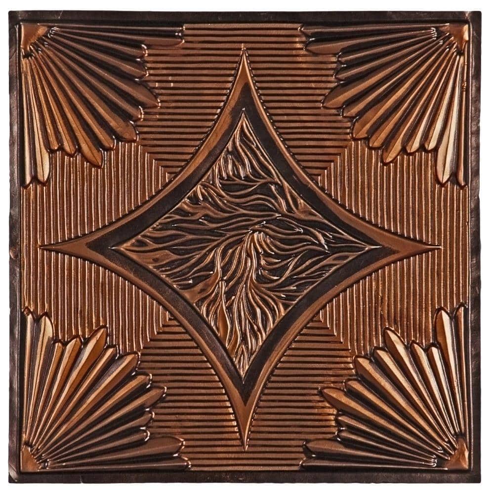uDecor Burbank 2 ft. x 2 ft. Lay-in or Glue-up Ceiling Tile in Antique Copper (40 sq. ft. / case)