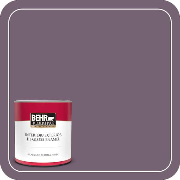 BEHR PREMIUM PLUS 1 qt. #680F-6 Shy Violet Hi-Gloss Enamel Interior/Exterior Paint & Primer (2)