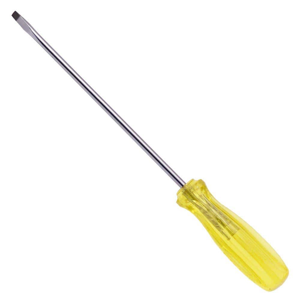 URREA 12 in. Long Round Shank Cabinet Tip Amber Handle Screwdriver