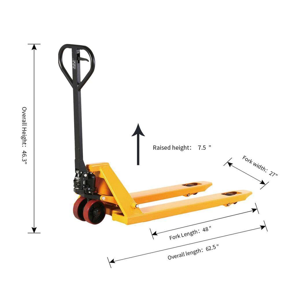 TORY CARRIER 6600 lbs. Heavy Duty Manual Pallet Jack Hydraulic Pallet Truck with 7.5 in. Forkraised Height and 48 x 27 in. Forks Size (2)
