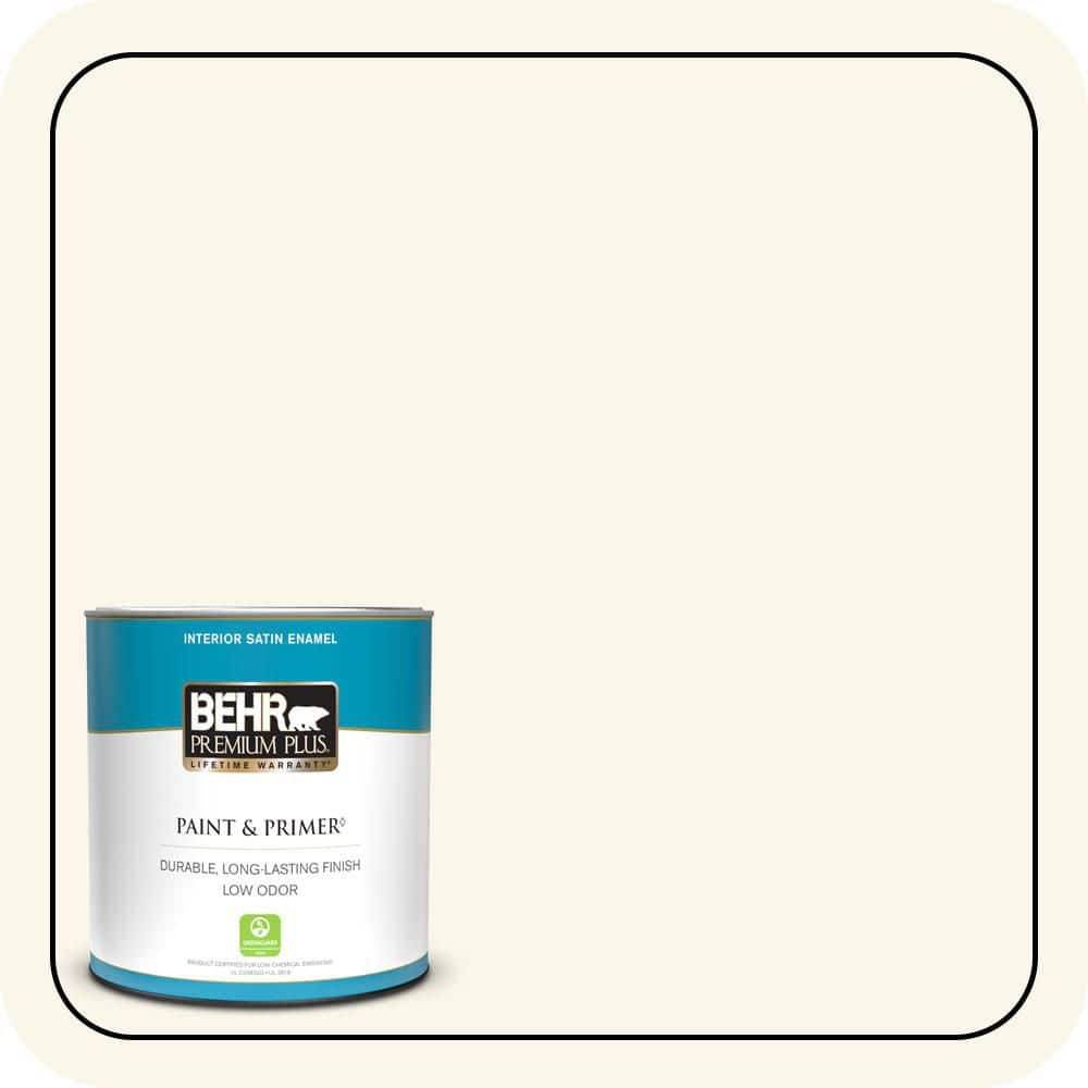 BEHR PREMIUM PLUS 1 qt. #PWN-30 Clear Moon Satin Enamel Low Odor Interior Paint & Primer