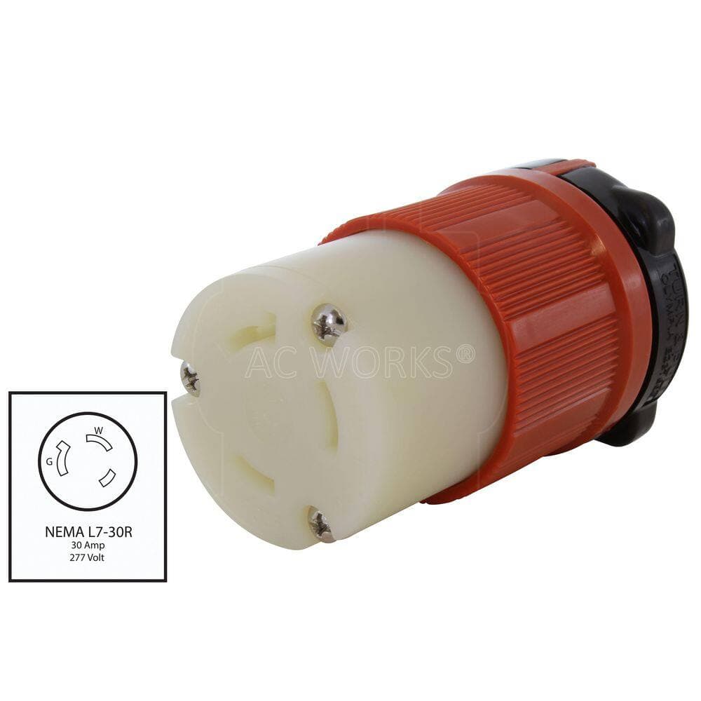 AC WORKS NEMA L7-30R 30A 277V 3-Prong Locking Female Connector with UL, C-UL Approval (2)