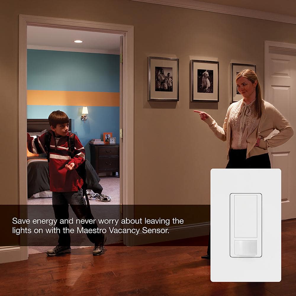 Lutron Maestro Vacancy-Only Sensor Switch, 2 Amp/Single-Pole, No Neutral Required, (MS-VPS2H-WH) (4)