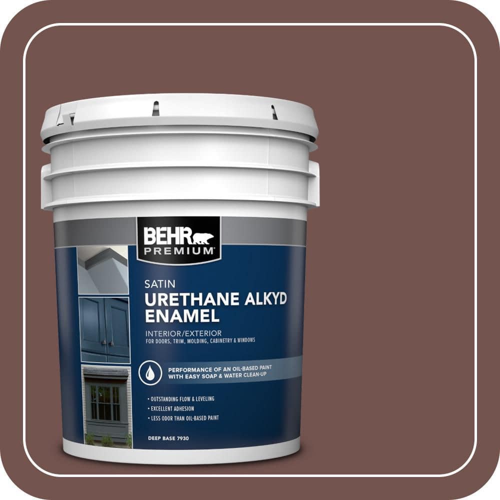 BEHR PREMIUM 5 gal. Home Decorators Collection #HDC-CL-12 Terrace Brown Urethane Alkyd Satin Enamel Interior/Exterior Paint