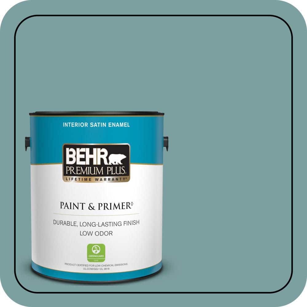 BEHR PREMIUM PLUS 1 gal. #S440-4 Tower Bridge Satin Enamel Low Odor Interior Paint & Primer
