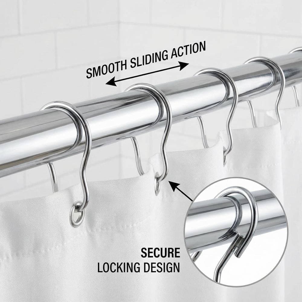 Unbranded Shower Curtain Rings 24 Pack Metal Hooks Nickel Plated Rustproof for Standard Bathroom Shower Rod Set (2)