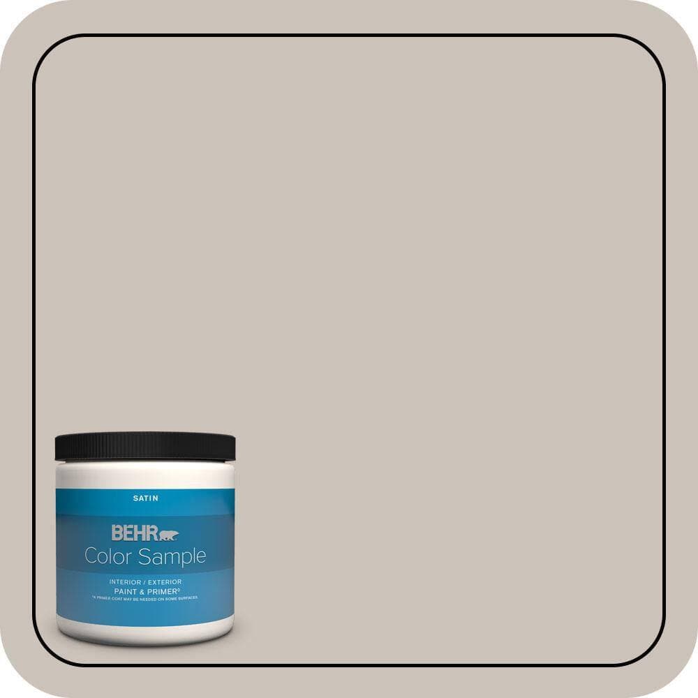 BEHR PREMIUM PLUS 8 oz. #N200-2 Doeskin Gray Satin Enamel Interior/Exterior Paint & Primer Color Sample