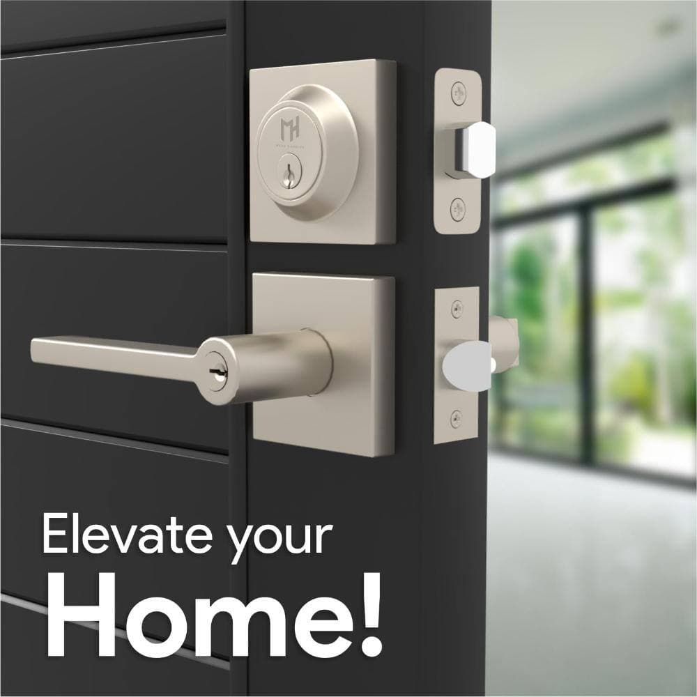 Mega Handles Prime Entrance Combo Entry Lever Door Handle Deadbolt Lock Key Combo - Satin Nickel (3)