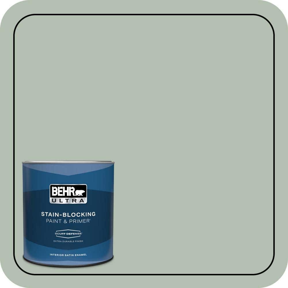 BEHR ULTRA 1 qt. #N400-3 Flagstaff Green Extra Durable Satin Enamel Interior Paint & Primer