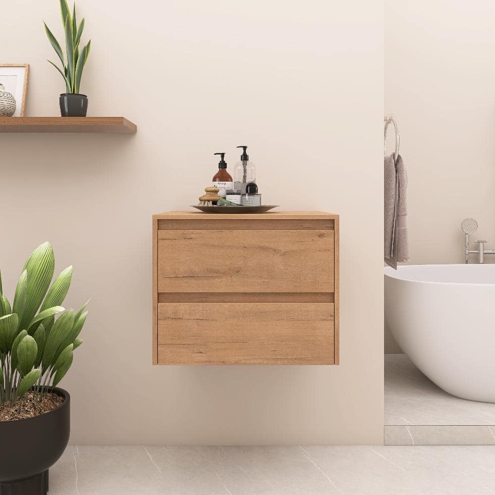 UPIKER 23.4 in. W x 17.9 in. D x 18.9 in. H Bathroom Storage Wall Cabinet in Imitative Oak (1)