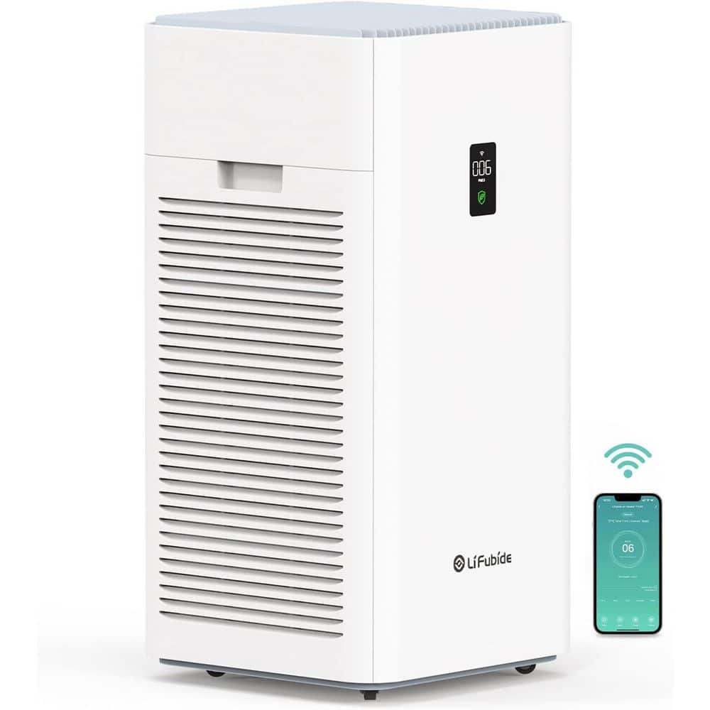 Atemomen 4555 Sq. Ft. HEPA - True Whole House Air Purifier in Whites with 3-Layer Filter, Laser Dust Sensor, Timer.