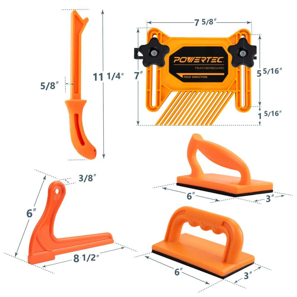 POWERTEC Safety Kit Feather Board Push Sticks and Push Blocks for Table Saws, Router Tables, Band Saws and Jointers (5-Pack) (3)