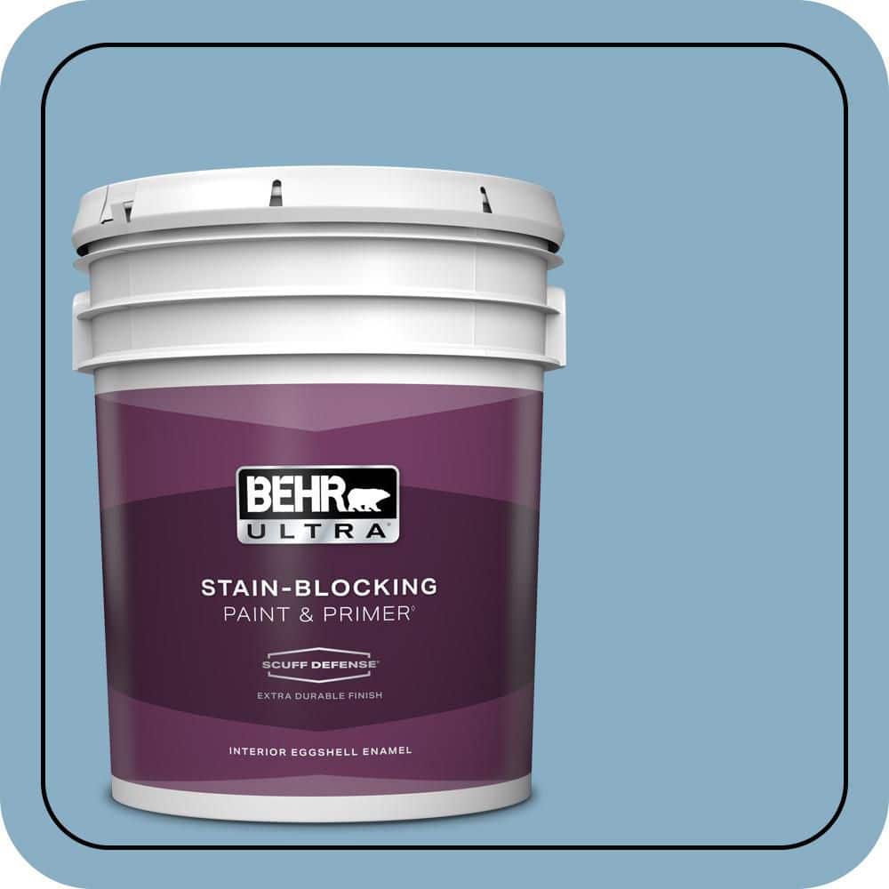 BEHR ULTRA 5 gal. #S500-4 Chilly Blue Extra Durable Eggshell Enamel Interior Paint & Primer