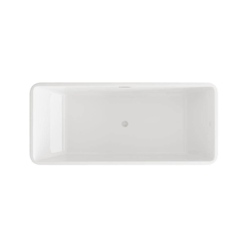 Unbranded Timeless Home 67 in. x 31.5 in. Soaking Bathtub with Center Drain in Glossy White with Brushed Nickel Trim (2)