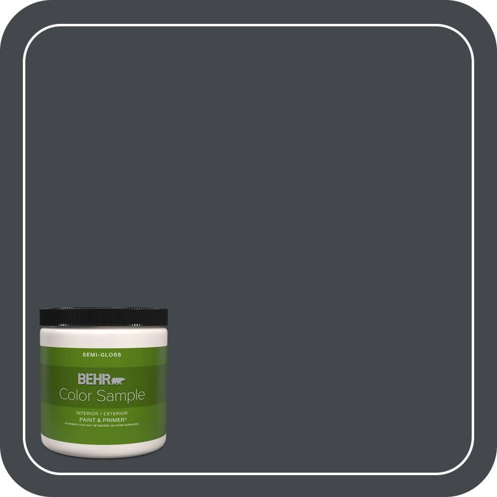 BEHR PREMIUM PLUS 8 oz. #PPU24-23 Little Black Dress Semi-Gloss Interior/Exterior Paint & Primer Color Sample
