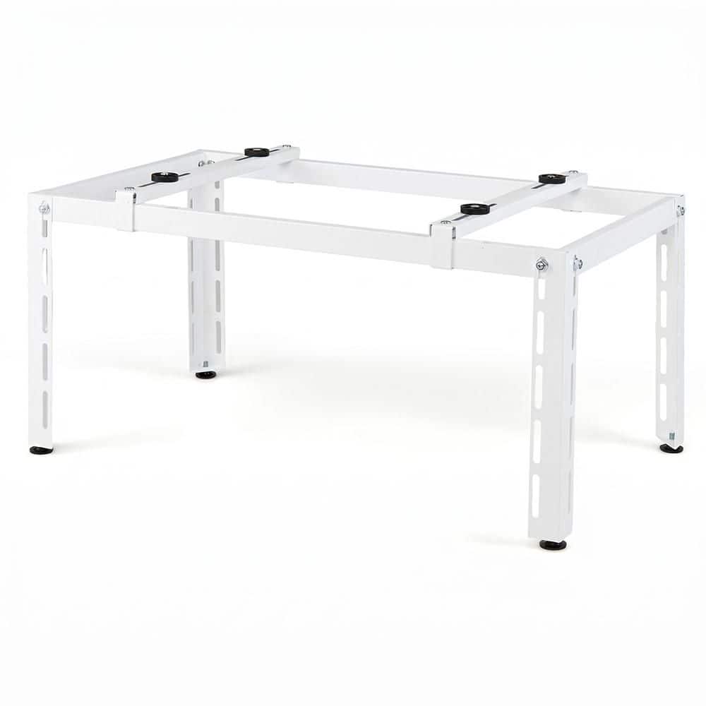 Costway Mini Split Ground Stand with Adjustable Height, Width and Length, Outdoor AC Base White (1)
