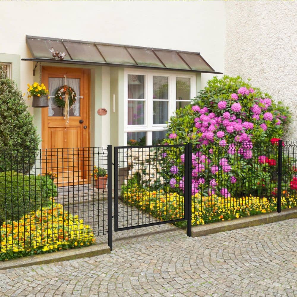 FORGERIGHT Deco Grid 4 ft. x 4 ft. Black Steel Straight Fence Gate (2)