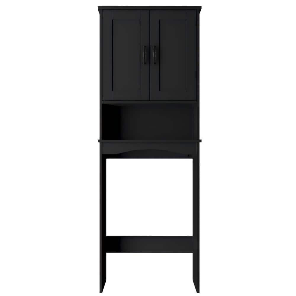 Unbranded Over The Toilet Storage Cabinet with Adjustable Shelf and Double Doors,Black (1)