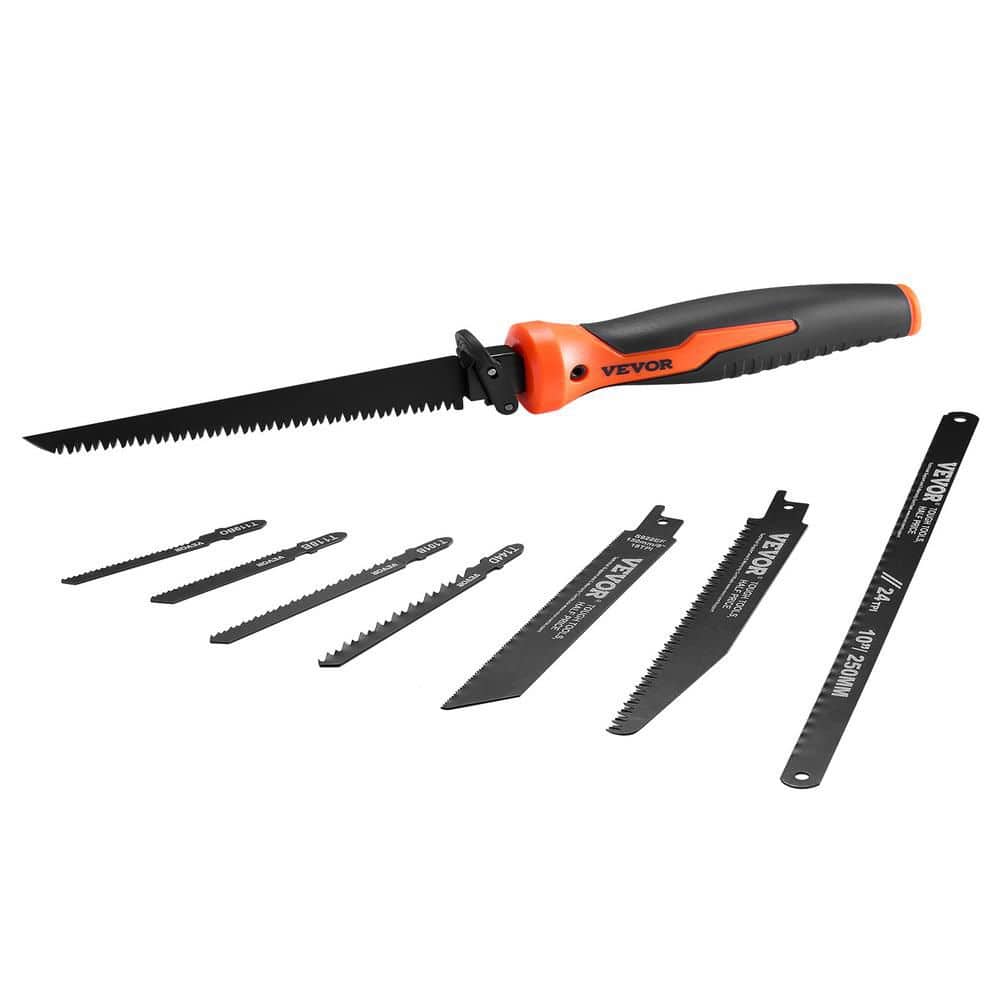 SKYSHALO Jab Saw, 6 in. Keyhole Saw with Soft Grip Handle, 8-In-1 Multi-Blades Drywall Jab Saw, Sharp Jab Saw Triple Ground Teeth