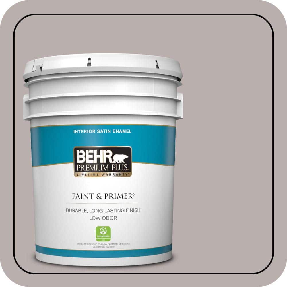 BEHR PREMIUM PLUS 5 gal. #PPU17-11 Vintage Mauve Satin Enamel Low Odor Interior Paint & Primer