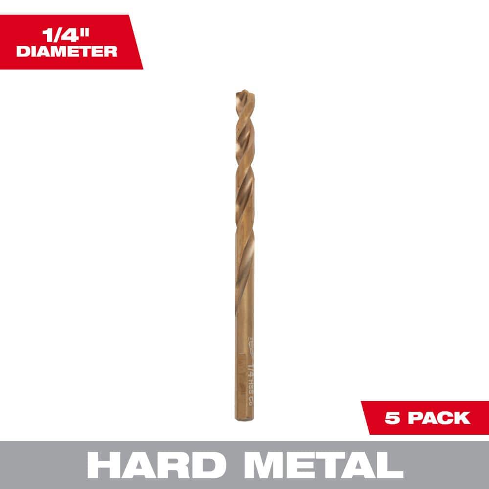 Milwaukee 1/4 in. Cobalt Red Helix Twist Drill Bit (5-Pack)