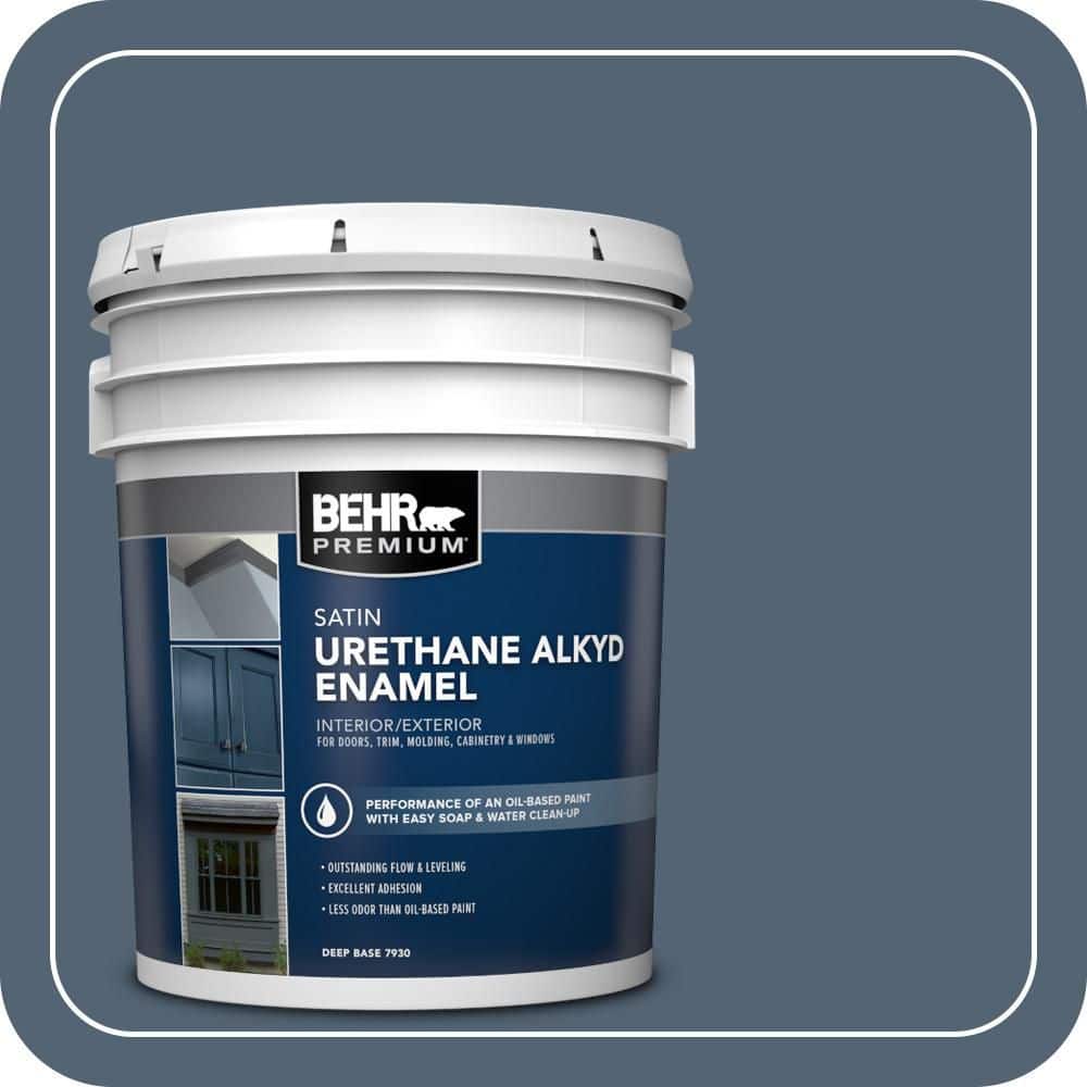 BEHR PREMIUM 5 gal. #T17-17 Midnight Show Urethane Alkyd Satin Enamel Interior/Exterior Paint