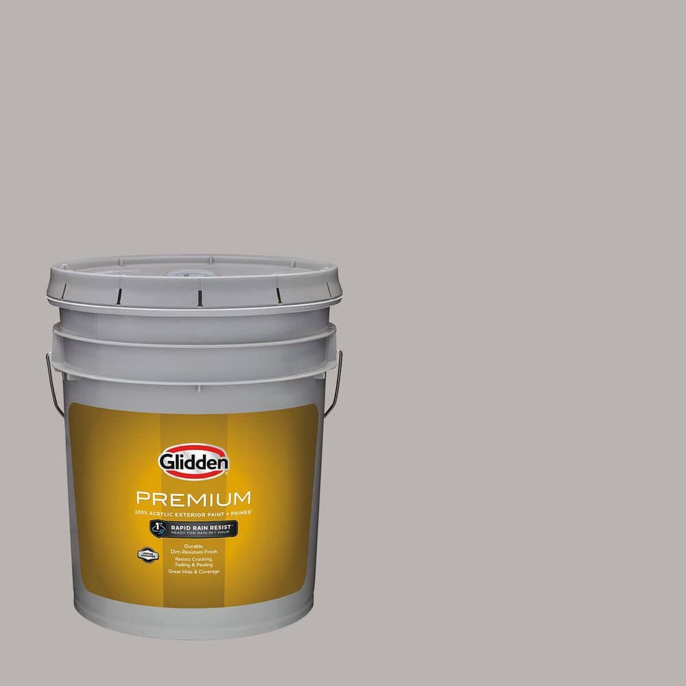 Glidden Premium 5 gal. PPG1002-4 Gray Marble Satin Exterior Latex Paint