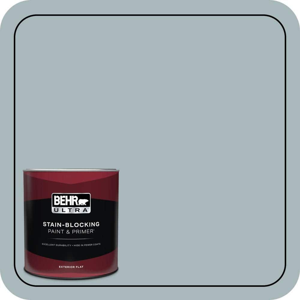 BEHR ULTRA 1 qt. #N470-3 Half Sea Fog Flat Exterior Paint & Primer
