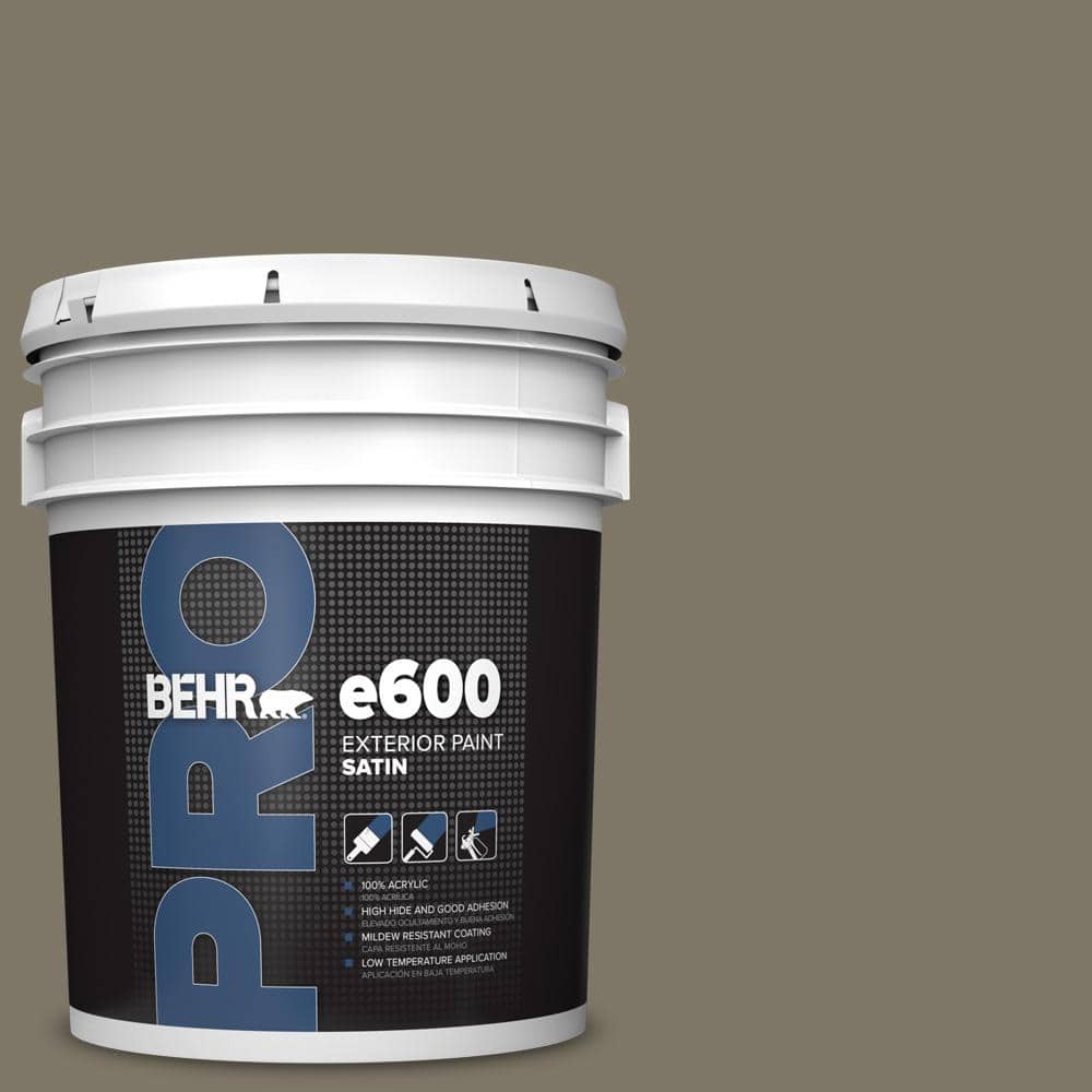 BEHR PRO 5 gal. #HDC-NT-05 Aged Olive Satin Exterior Paint