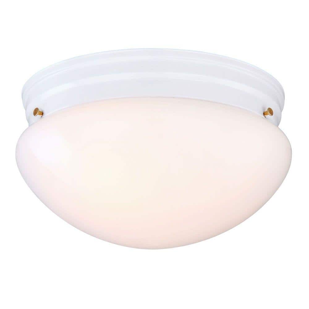 Hampton Bay 9 in. 2-Light White Mushroom Flush Mount (3)