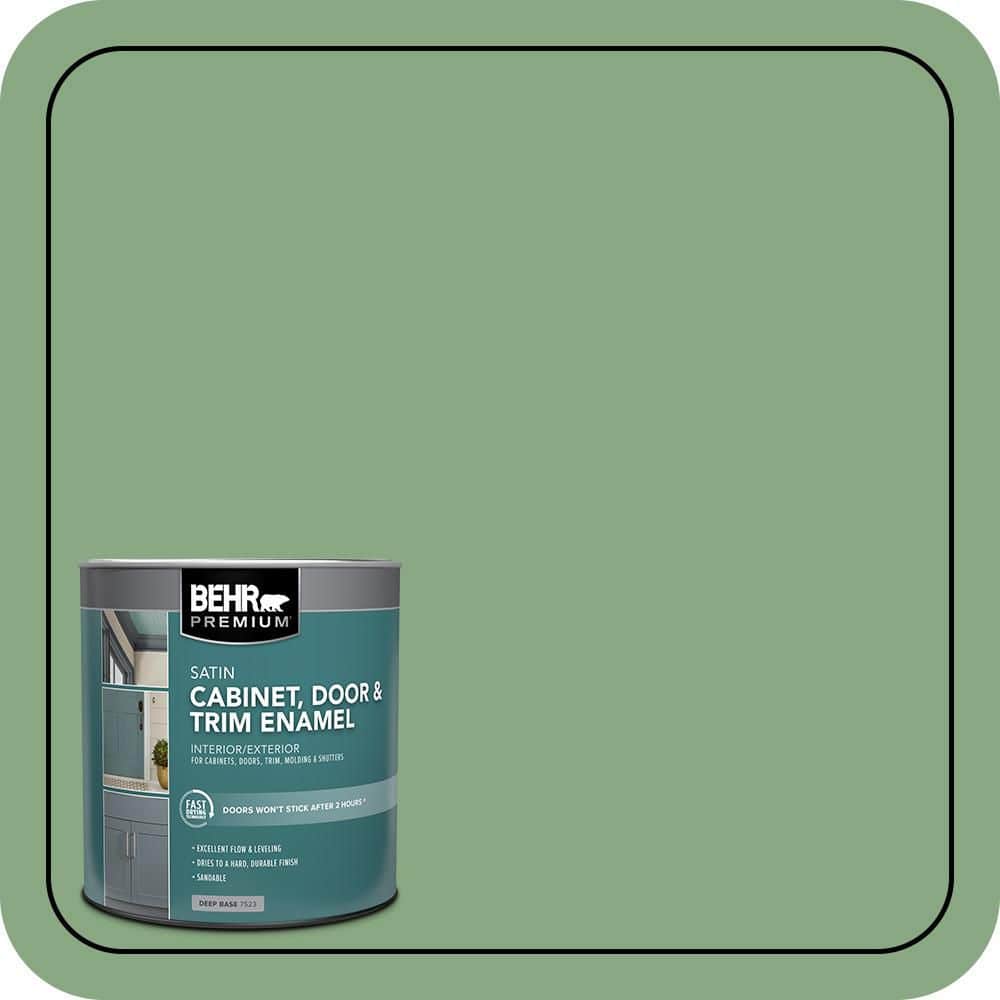 BEHR PREMIUM 1 qt. #M400-5 Baby Spinach Satin Enamel Interior/Exterior Cabinet, Door & Trim Paint (1)