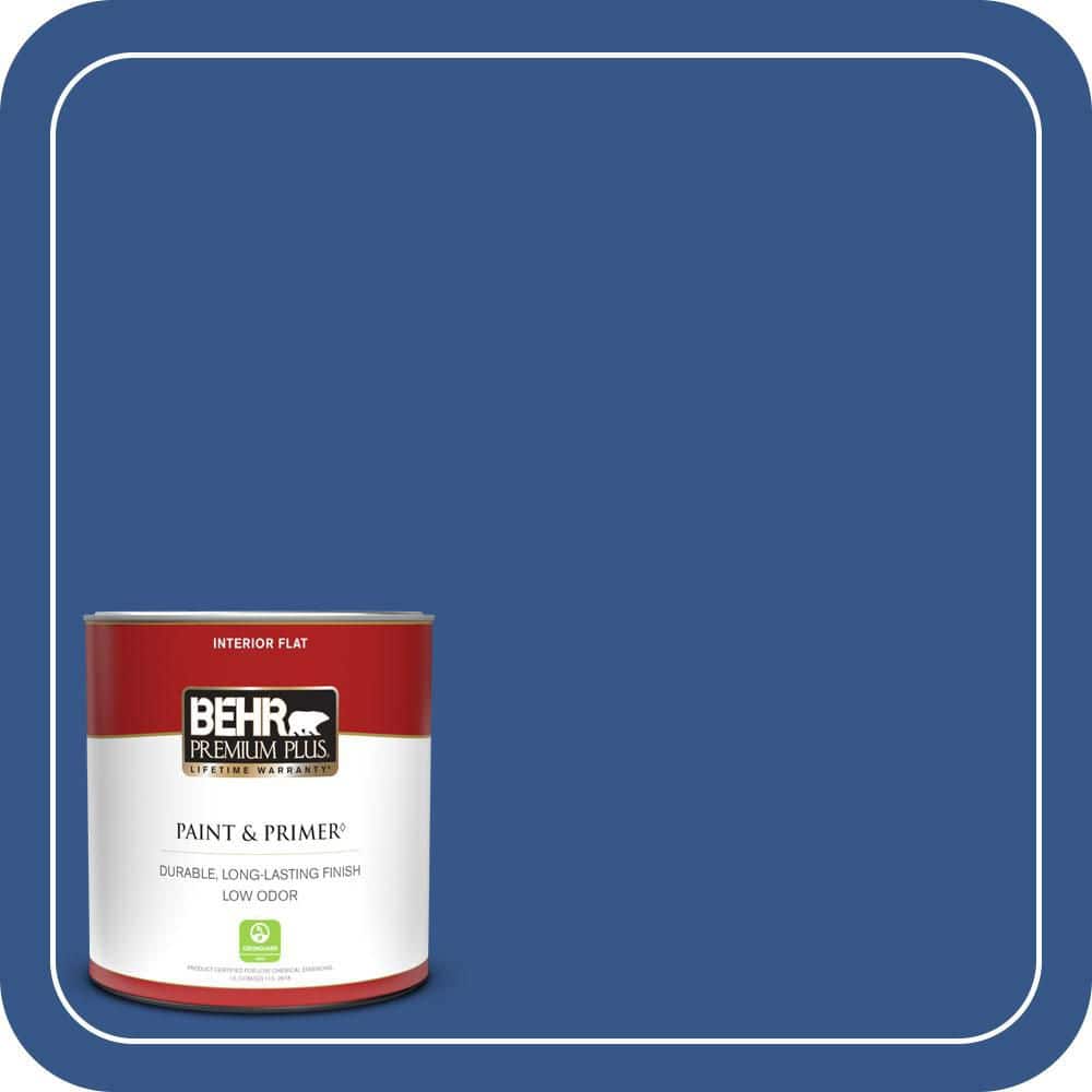 BEHR PREMIUM PLUS 1 qt. #S-G-590 Southern Blue Flat Low Odor Interior Paint & Primer (1)