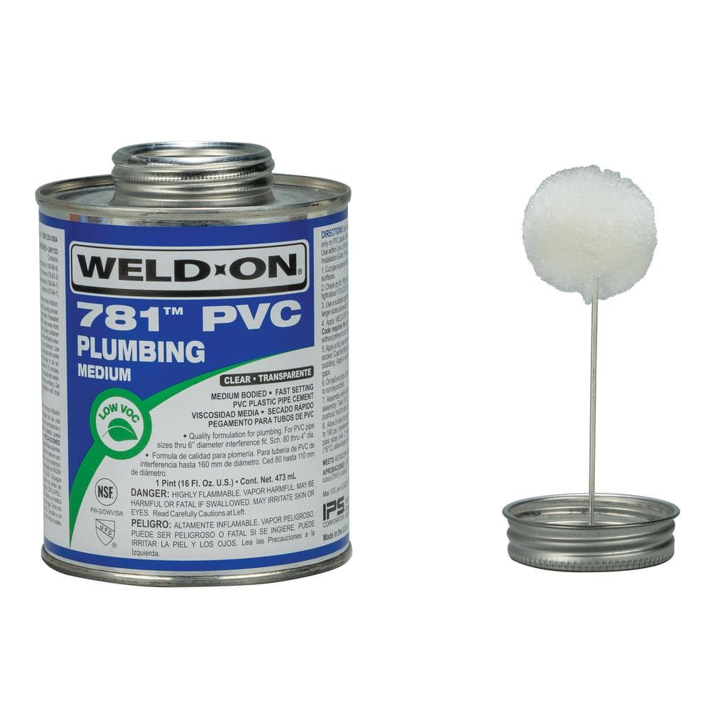 Weld-On 781 Low VOC 16 oz. Medium-Bodied PVC Cement, Clear, Pint (16 oz.) (2)