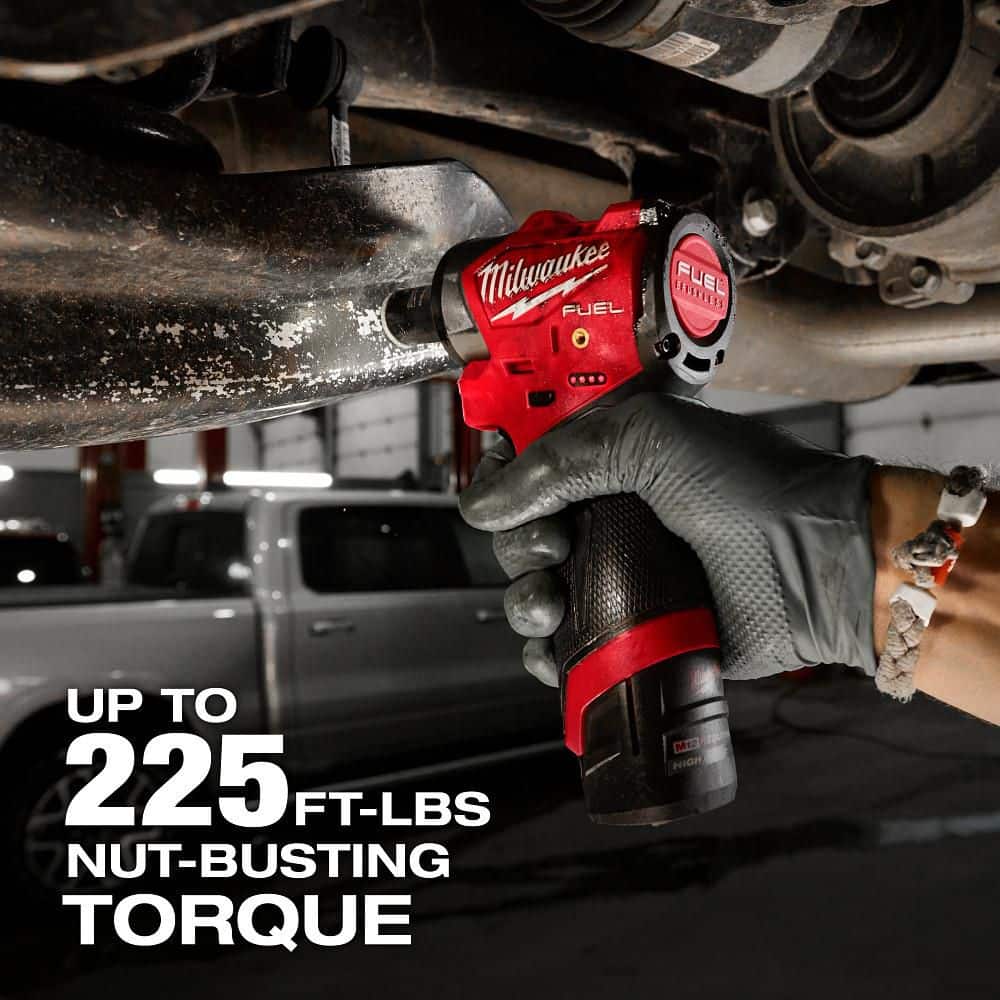 Milwaukee M12 FUEL 3/8 in. Subcompact Impact Wrench with M12 FUEL Right Angle Die Grinder and 3/8 in. Drive 12 Pc SAE Socket Set (3)