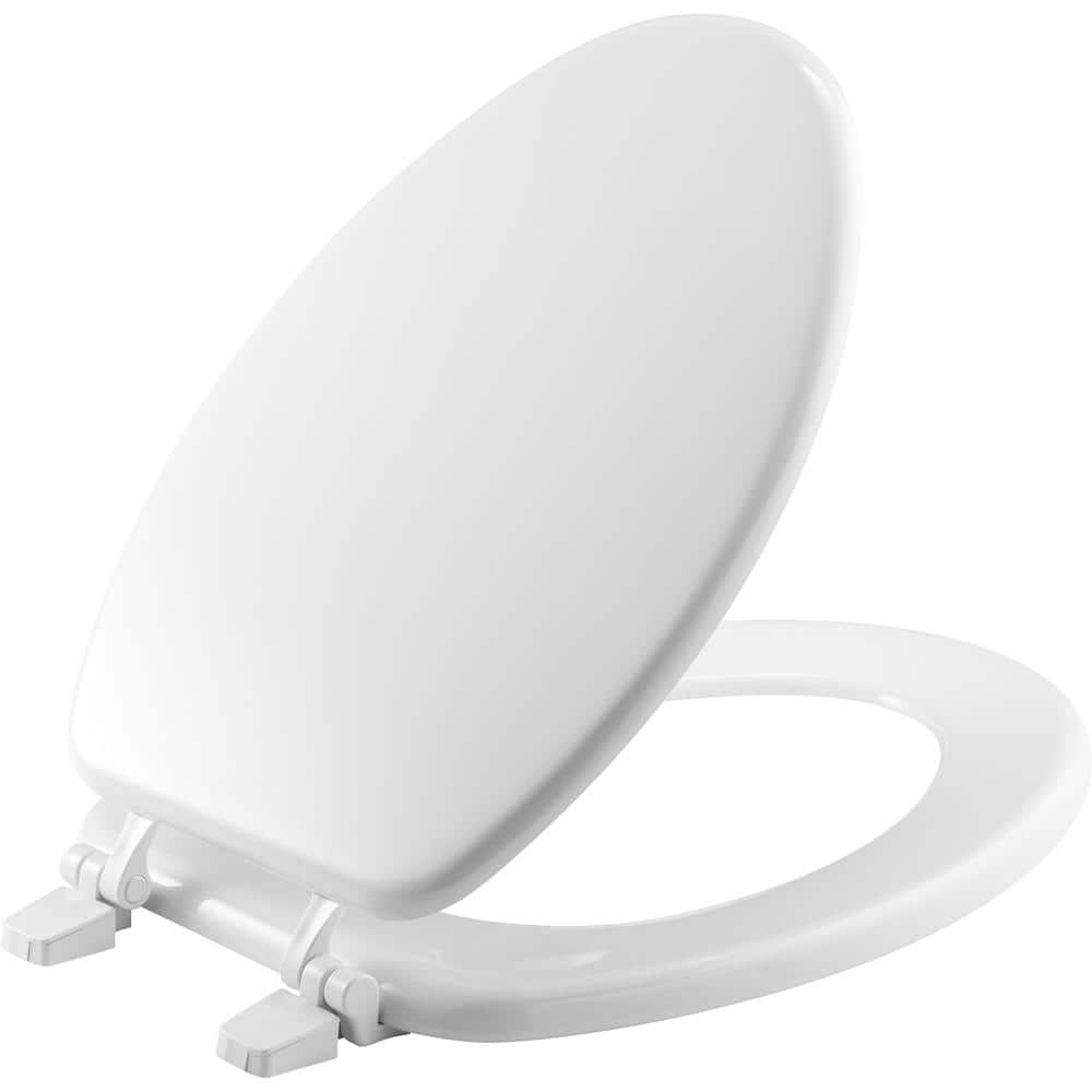 Unbranded Elongated Enameled Wood Toilet Seat in White