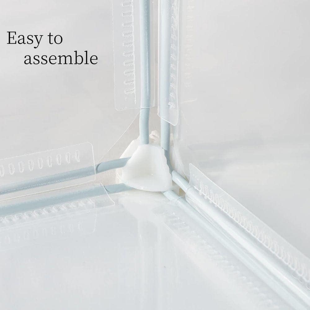 KIWDZFU Transparent Clear Small Animal Playpen White Plastic Pet Enclosure 12 x 12 in. 12 Panels for Guinea Pigs Puppies Rabbits (2)