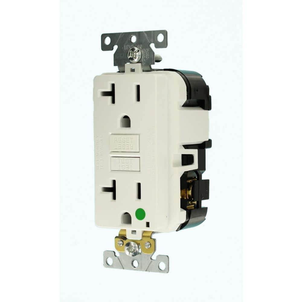 Leviton 20 Amp Lev-Lok Modular Wiring Device SmartlockPro Hospital Grade Extra Heavy Duty GFCI Outlet, White MGFN2-HGW (3)