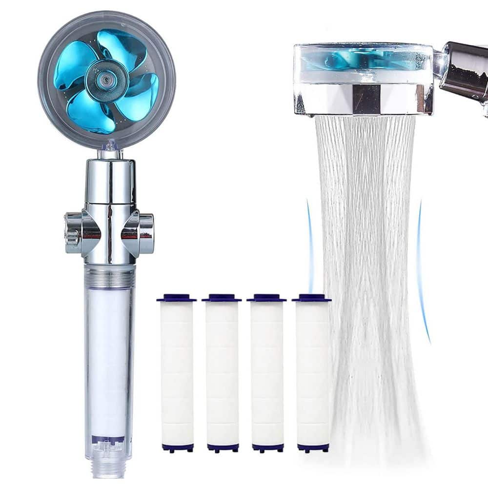 Wudkey 1-Piece High Pressure Handheld Showerhead with filters in Blue, 360 Degrees Rotating and Easy Install (1)