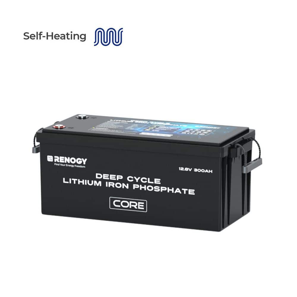 Renogy Core Series 12V 300Ah Self heating Lithium LiFePO4 Deep Cycle Battery, 5000+Deep Cycles, 200A BMS, Backup Power (1)