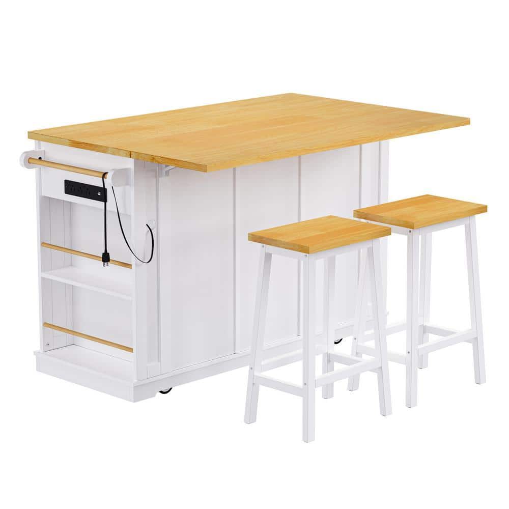COWLOWN 53.14 in. W x 29.52 in. D x 36.4 in. H Bathroom White Linen Cabinet (1)