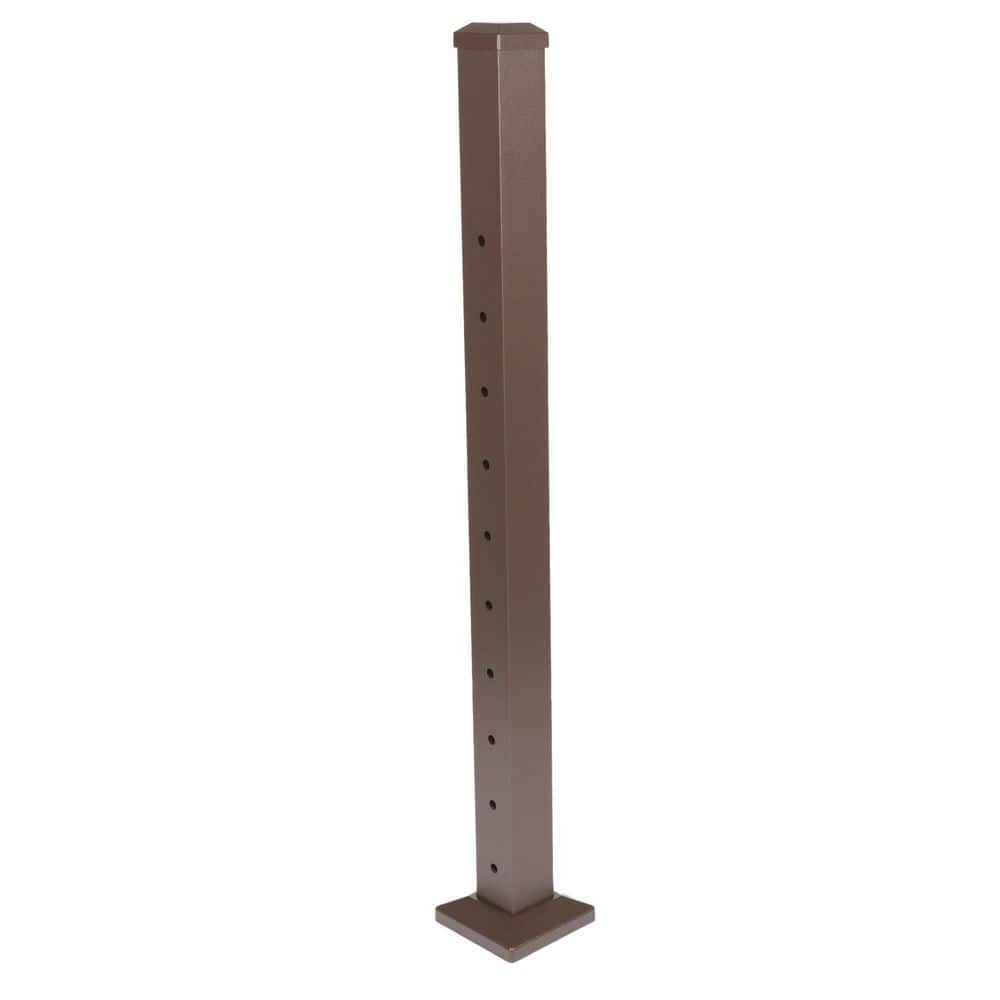 Deckorators Cable Rail 2-1/2 in. x 2-1/2 in. x 39 in. Weathered Brown Aluminum End Post for Cable Railing System
