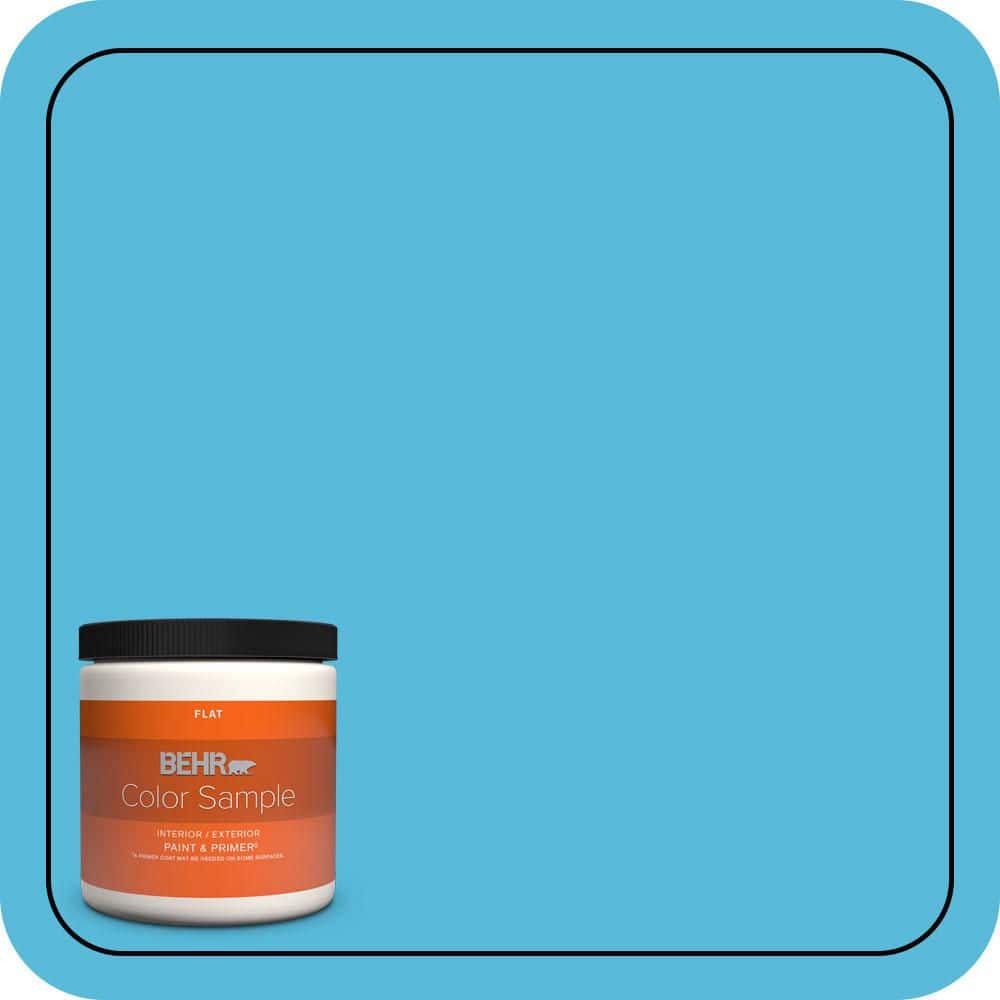 BEHR PREMIUM PLUS 8 oz. #530B-5 Azurean Flat Interior/Exterior Paint & Primer Color Sample