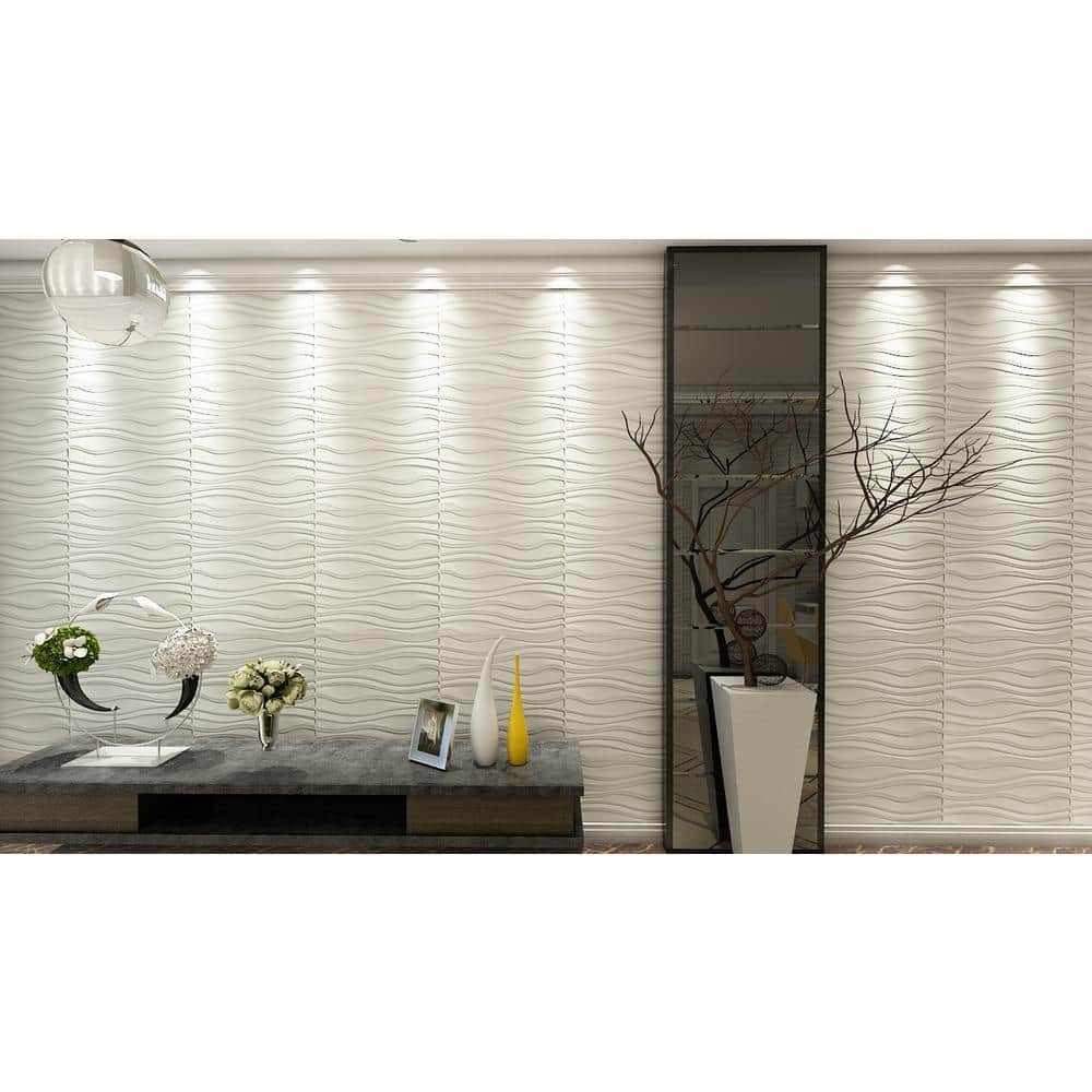 Art3d 19.7 in. x 19.7 in. Decorative PVC 3D Wall Panels Wavy Wall Design (12-Pack) (3)