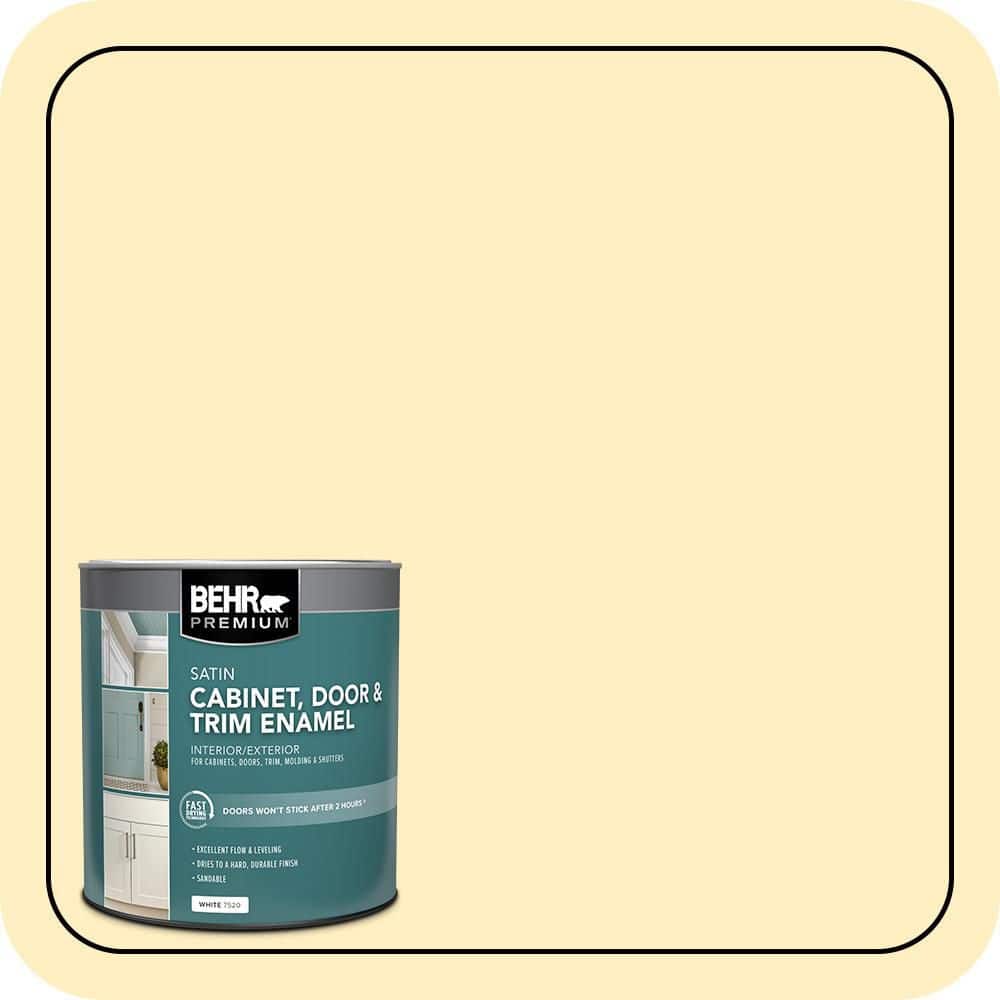 BEHR PREMIUM 1 qt. #380A-2 Moonlit Yellow Satin Enamel Interior/Exterior Cabinet, Door & Trim Paint