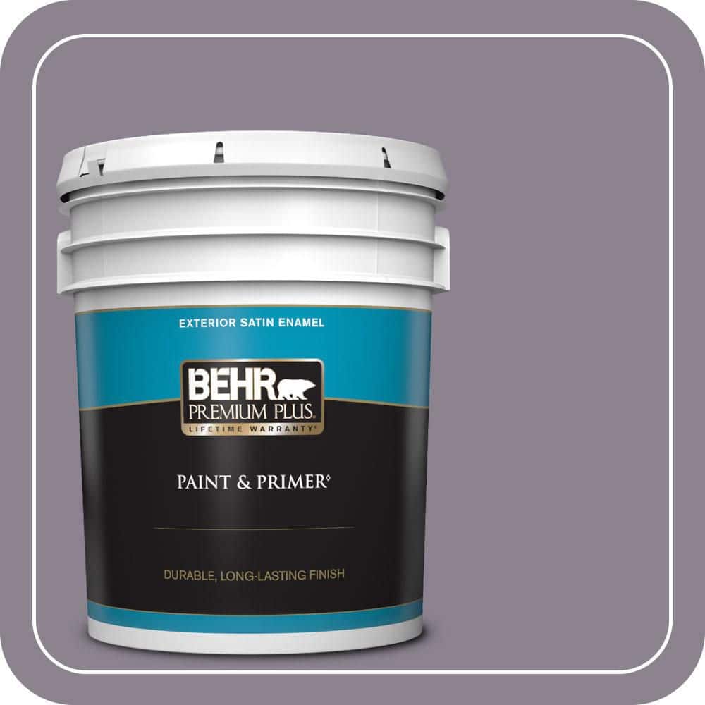 BEHR PREMIUM PLUS 5 gal. #670F-5 Gothic Amethyst Satin Enamel Exterior Paint & Primer