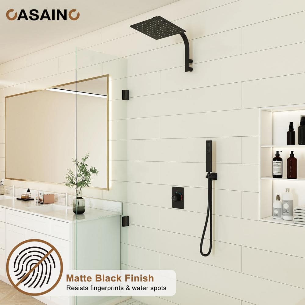 CASAINC 2-Function Single Handle 1-Spray Shower Faucet 1.8 GPM with Easy to Install in. Black (3)