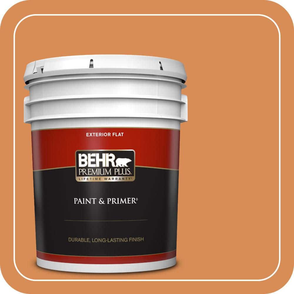 BEHR PREMIUM PLUS 5 gal. #PMD-80 Spiced Pumpkin Flat Exterior Paint & Primer