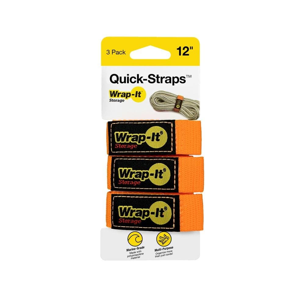 Wrap-It Storage Quick Straps 12 in. Blaze Orange (3-Pack)